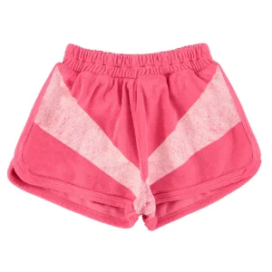 Short en éponge Rose à Rayures Blanches