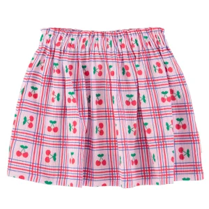Jupe Courte Lilas à Motif Cerises