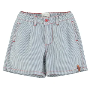 Short Garçon Écru à Rayures Indigo