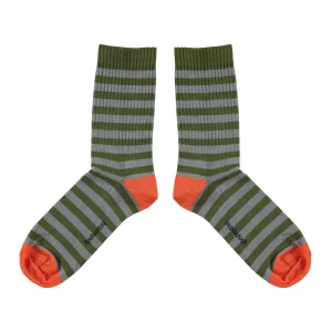 Chaussettes Rayées Vert & Bleu