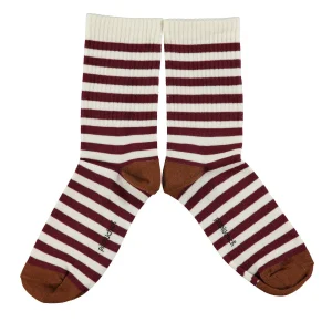 Chaussettes rayées bordeaux
