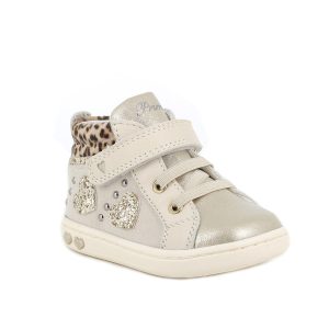 Chaussure pour fille beige et platinum avec velcro