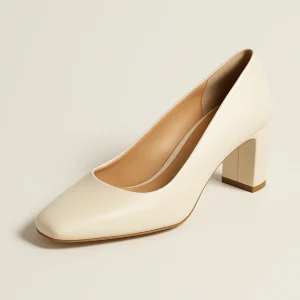 Escarpin Blanc Talon Carre