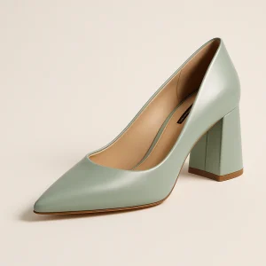Escarpin Bleu Talon Carre