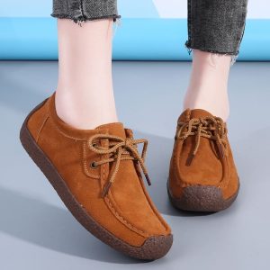Mocassin en Mocassin daim à lacets pour femmes