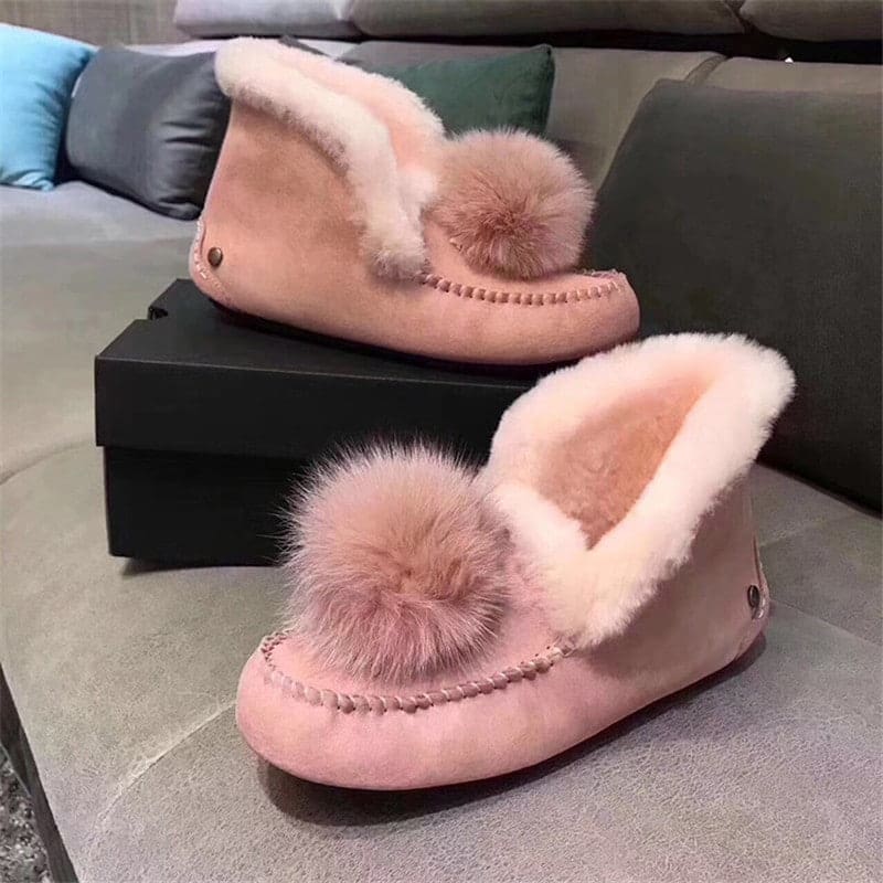 Mocassins indiens en Mocassin daim fourré à pompon – Image 6