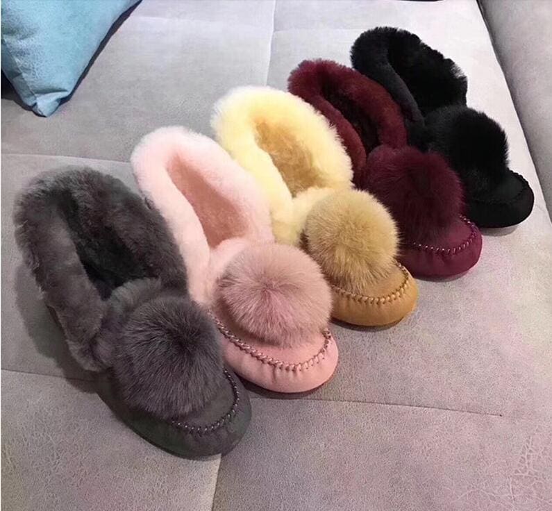 Mocassins indiens en Mocassin daim fourré à pompon – Image 2