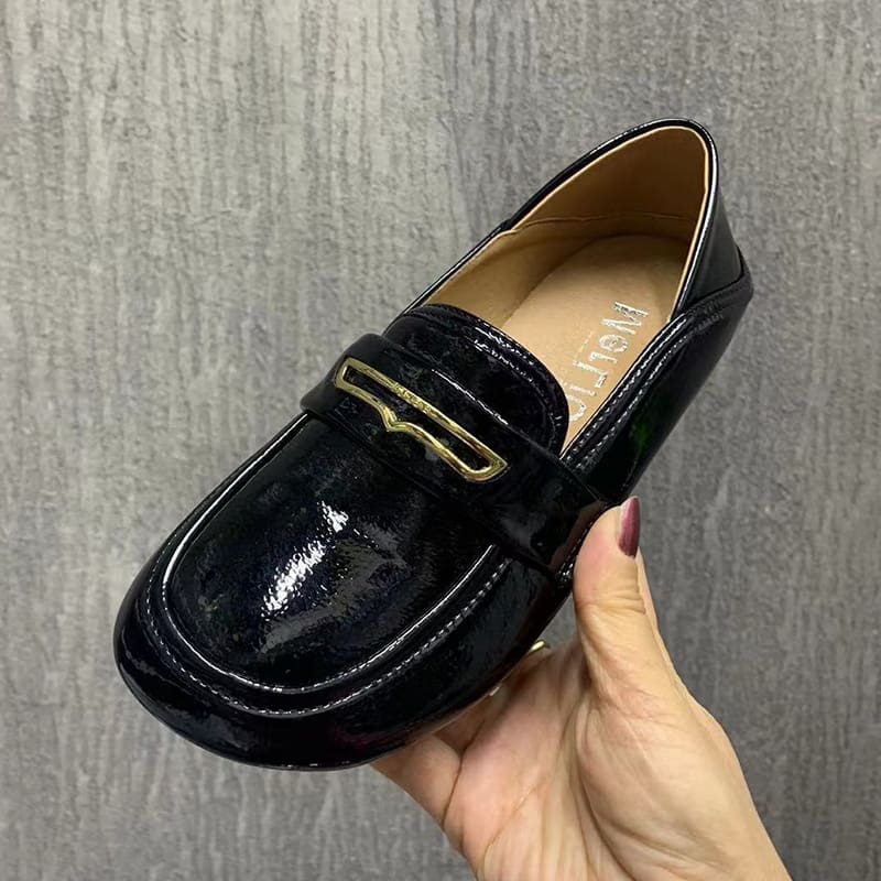 Mocassins à bout rond en cuir verni pour femmes – Image 2