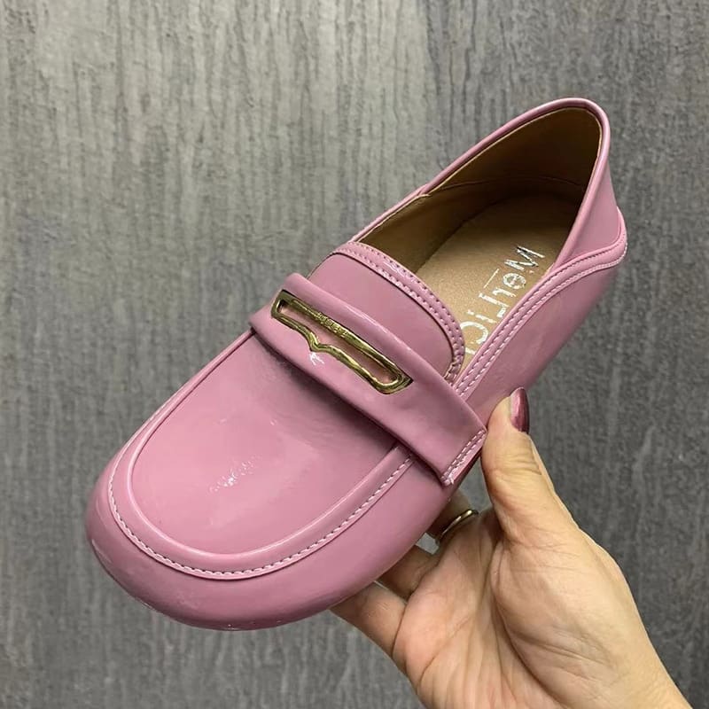 Mocassins à bout rond en cuir verni pour femmes – Image 8