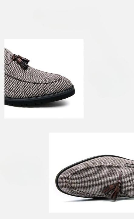 Mocassins à gland à carreaux Mocassin marron et Mocassin blanc pour homme – Image 3