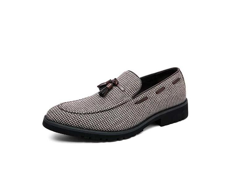 Mocassins à gland à carreaux Mocassin marron et Mocassin blanc pour homme – Image 4