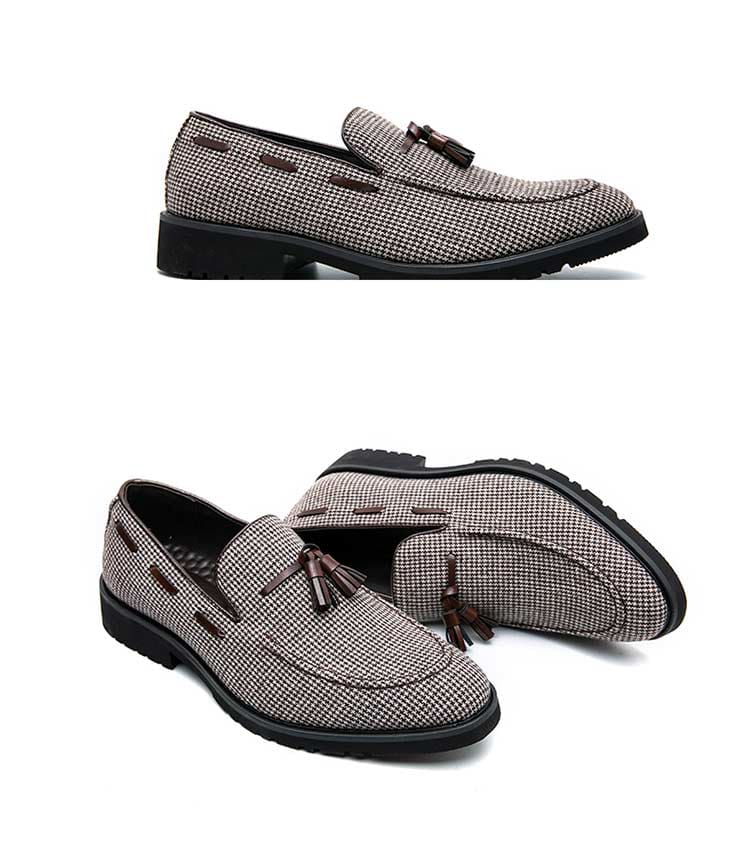 Mocassins à gland à carreaux Mocassin marron et Mocassin blanc pour homme – Image 5