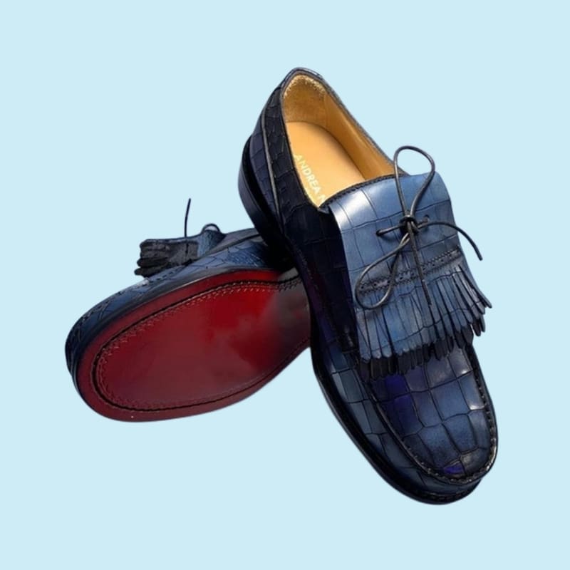 Mocassins à gland avec un effet Mocassin croco classique pour hommes – Image 2