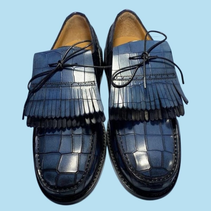 Mocassins à gland avec un effet Mocassin croco classique pour hommes – Image 3