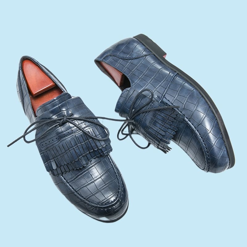 Mocassins à gland avec un effet Mocassin croco classique pour hommes – Image 4