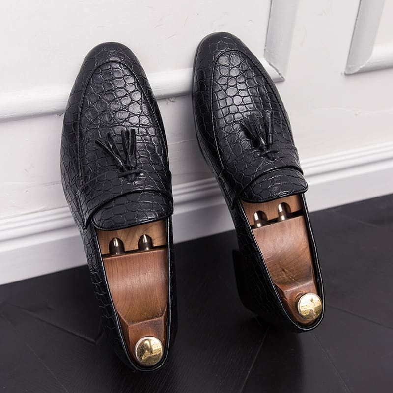 Mocassins à glands en cuir véritable effet Mocassin croco pour homme – Image 6