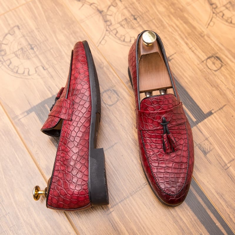 Mocassins à glands en cuir véritable effet Mocassin serpent – Image 3