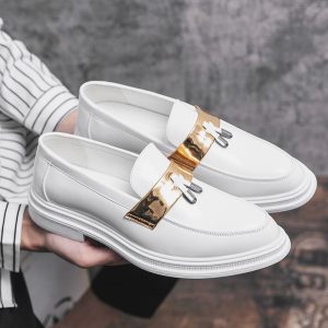 Mocassins à gland verni Mocassin blanc pour hommes