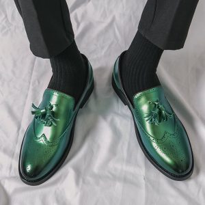 Mocassins à gland Mocassin vert métallique pour hommes