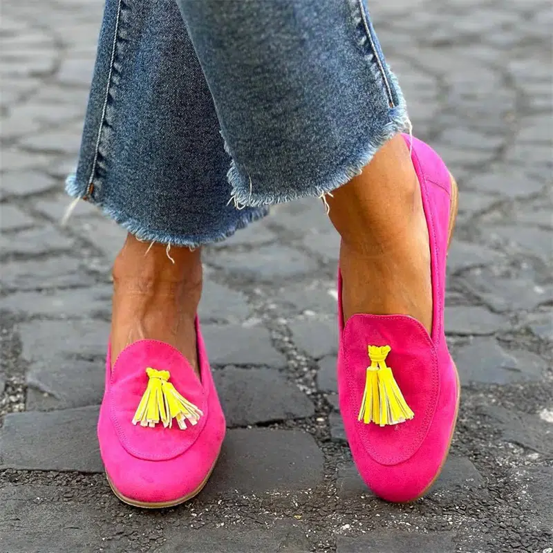 Mocassins à glands colorés à talons plats pour femme – Image 3