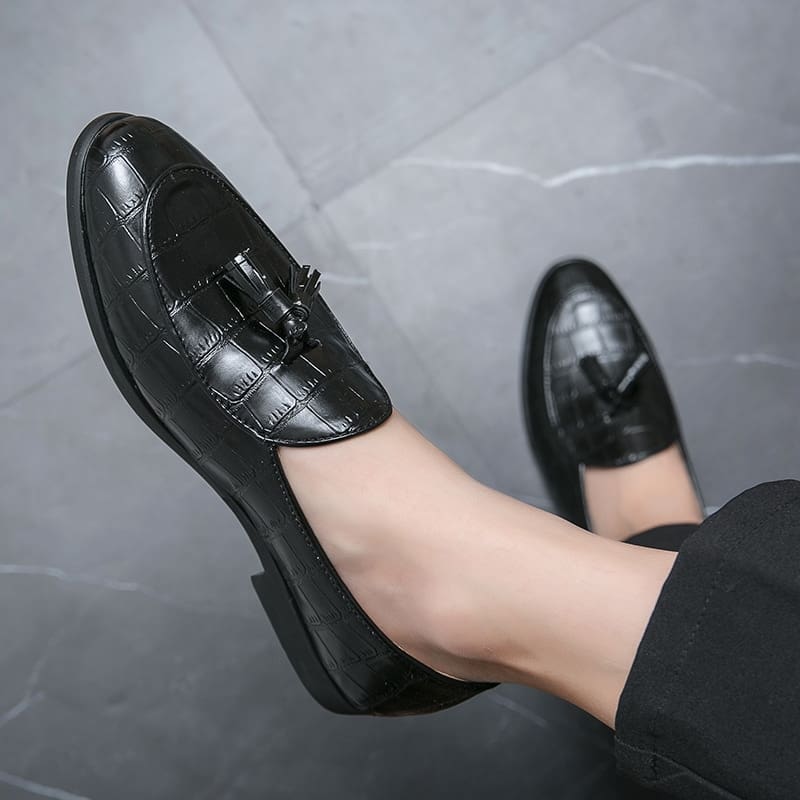 Mocassins à glands élégants en cuir effet Mocassin croco pour homme – Image 4