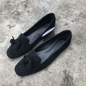 Mocassins à glands Mocassin noirs effet Mocassin daim pour femme