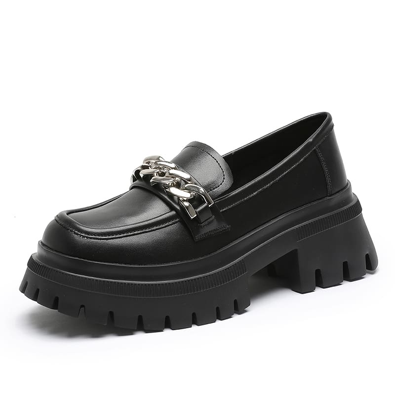 Mocassins à plateforme avec une chaîne argentée pour femmes – Image 2