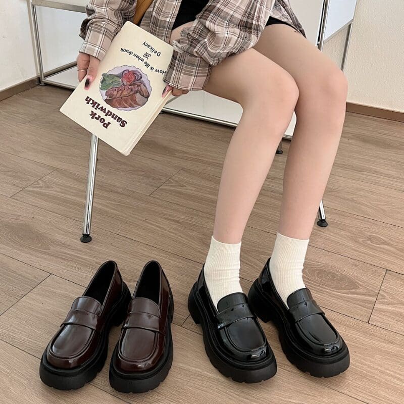 Mocassins à plateforme Mocassin vernis pour femmes – Image 5