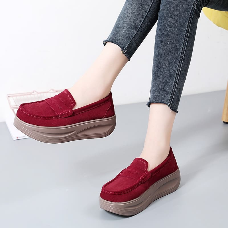 Mocassins à plateforme aspect Mocassin daim pour femme – Image 5