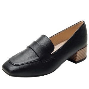 Mocassins classiques à petits talons carrés pour femme