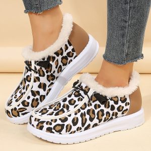 Mocassins bateau en fausse fourrure avec motif Mocassin leopard