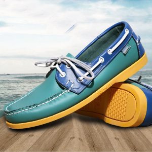 Mocassins bateau grandes tailles en cuir véritable pour homme