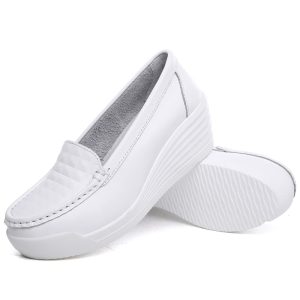Mocassins Mocassin blancs à semelles compensées pour femme