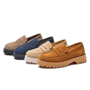 Mocassins classique en Mocassin daim véritable à semelle épaisse