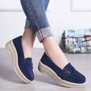 Mocassins compensés en Mocassin daim synthétique pour femme