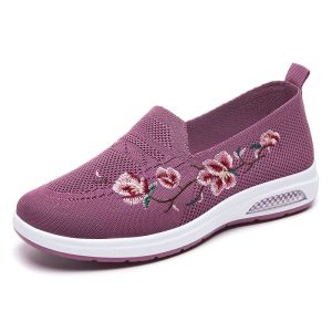 Mocassins d’été avec fleurs brodées pour femme
