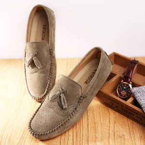 Mocassins d’été en Mocassin daim Mocassin beige pour hommes