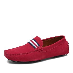 Mocassins design en Mocassin daim Mocassin rouge pour hommes