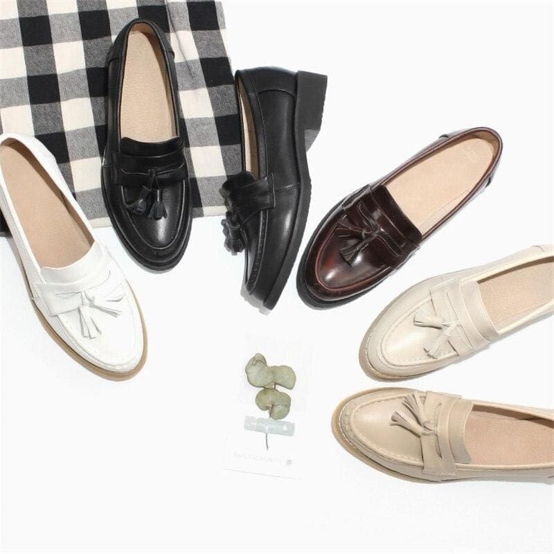 Mocassins élégants à glands en cuir véritable pour femme – Image 6