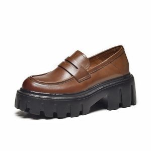 Mocassins en cuir à bout rond pour femme