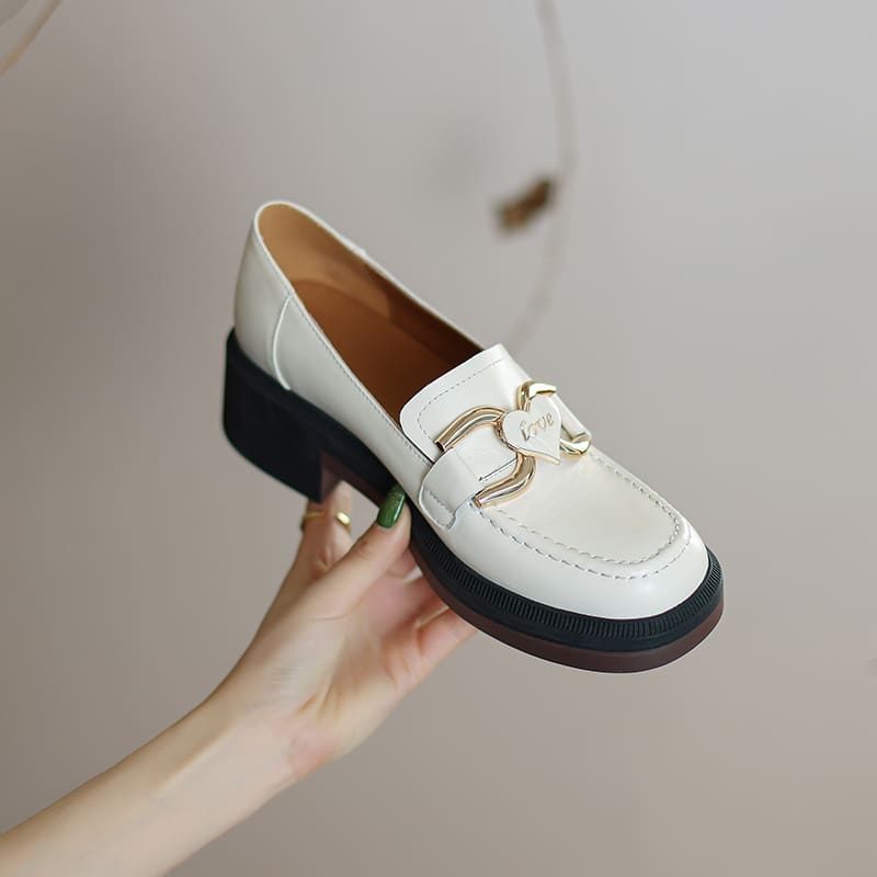 Mocassins en cuir à talon et semelle épaisse pour femme – Image 3