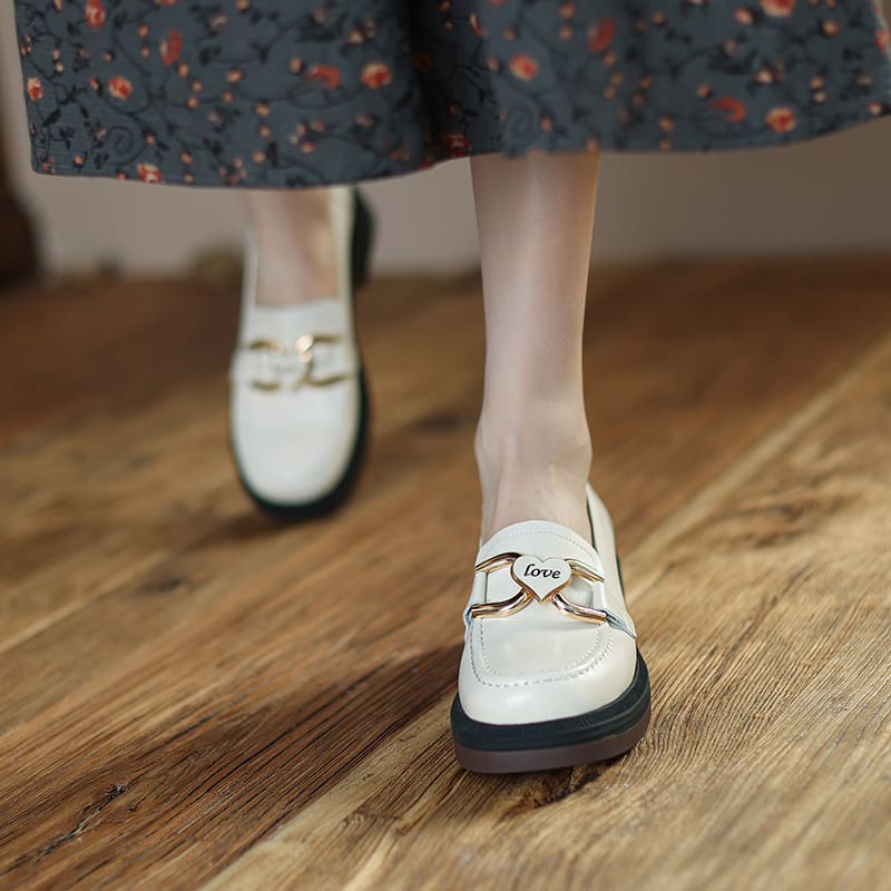 Mocassins en cuir à talon et semelle épaisse pour femme – Image 5