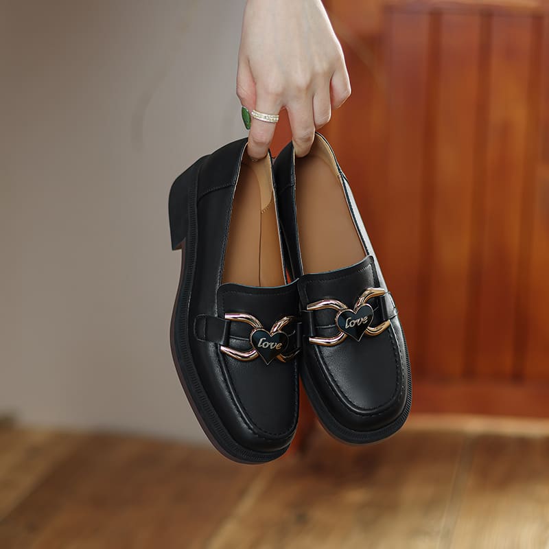 Mocassins en cuir à talon et semelle épaisse pour femme – Image 7