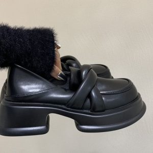 Mocassins Mocassin noirs en cuir à plateforme pour femmes