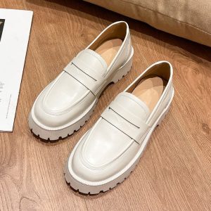 Mocassins en cuir véritable à plateforme pour femme