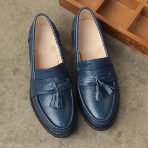 Mocassins en cuir à talon moyen pour femme