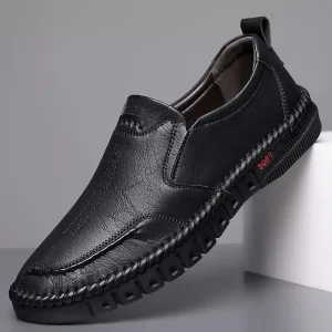 Mocassins en cuir synthétique pour homme avec semelle orthopédique