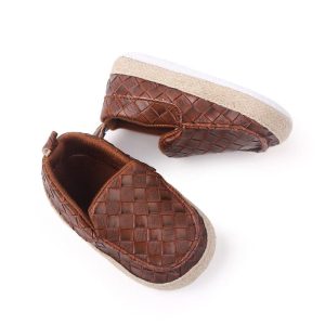 Mocassins effet cuir tressé avec corde pour bébé garçon