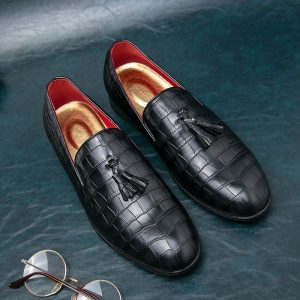 Mocassins en cuir Mocassin vernis Mocassin noir effet peau de Mocassin crocodile