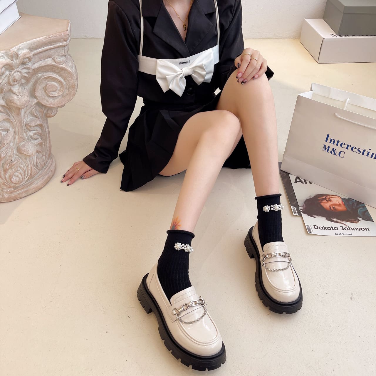 Mocassins en cuir verni à semelle épaisse pour femme – Image 4